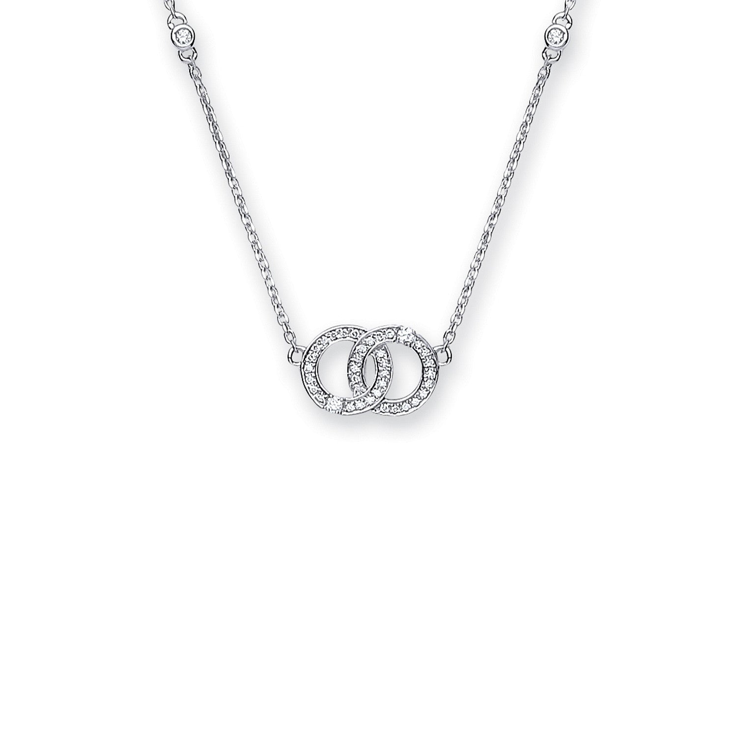 9ct White Gold 0.34ct Diamond Necklace (17in/43cm) Chain