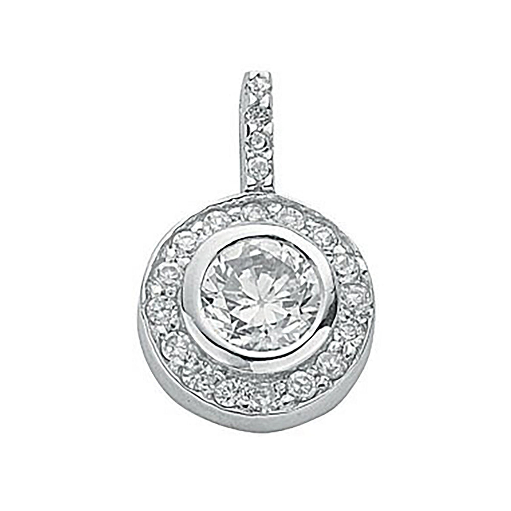 Silver Cubic Zirconia Cluster Drop Pendant – product view