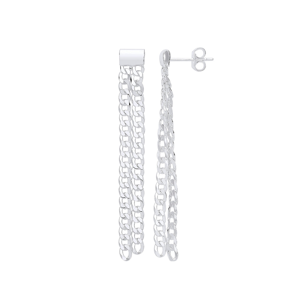 Silver Curb Chain Drop Earrings