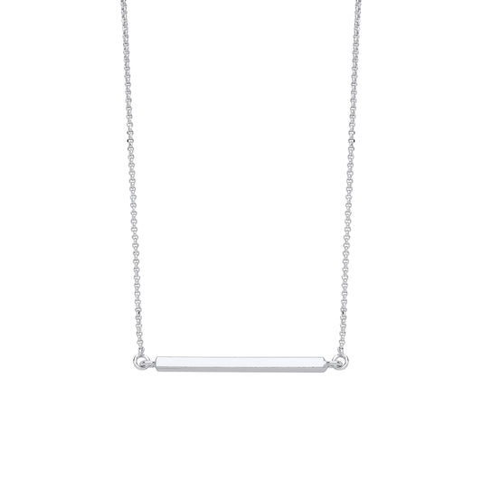 Silver Square Tube Bar Necklace