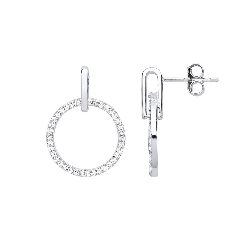Silver Circle of Life Cubic Zirconia Drop Earrings