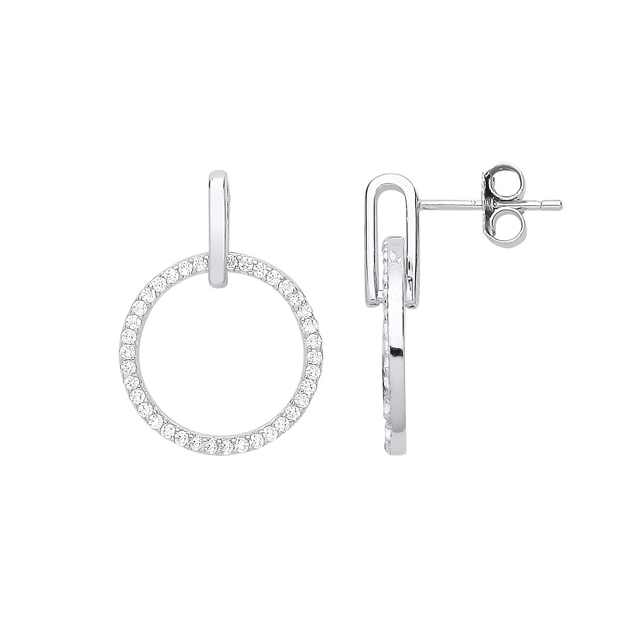 Silver Circle of Life Cubic Zirconia Drop Earrings