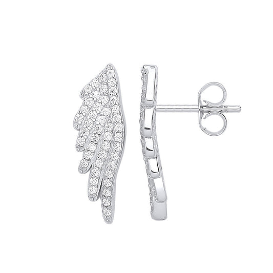 Silver Angel Wing Cubic Zirconia Studs
