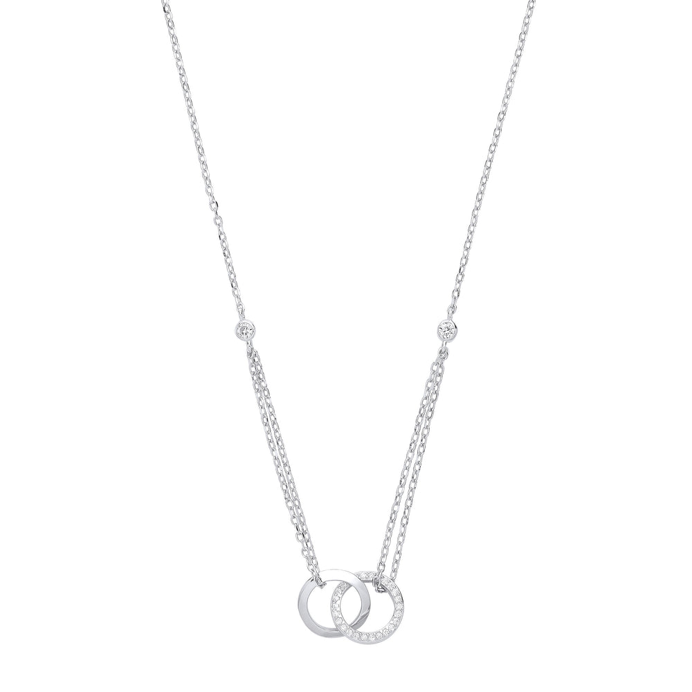 Silver Cubic Zirconia Circles of Life 16" Necklace/Ladies Bracelet
