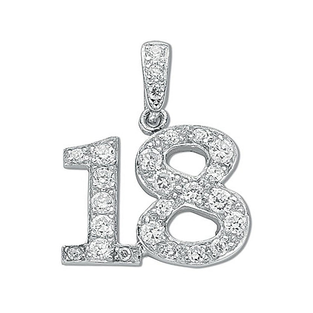 Silver Pave Set Cubic Zirconia 18 Drop Pendant