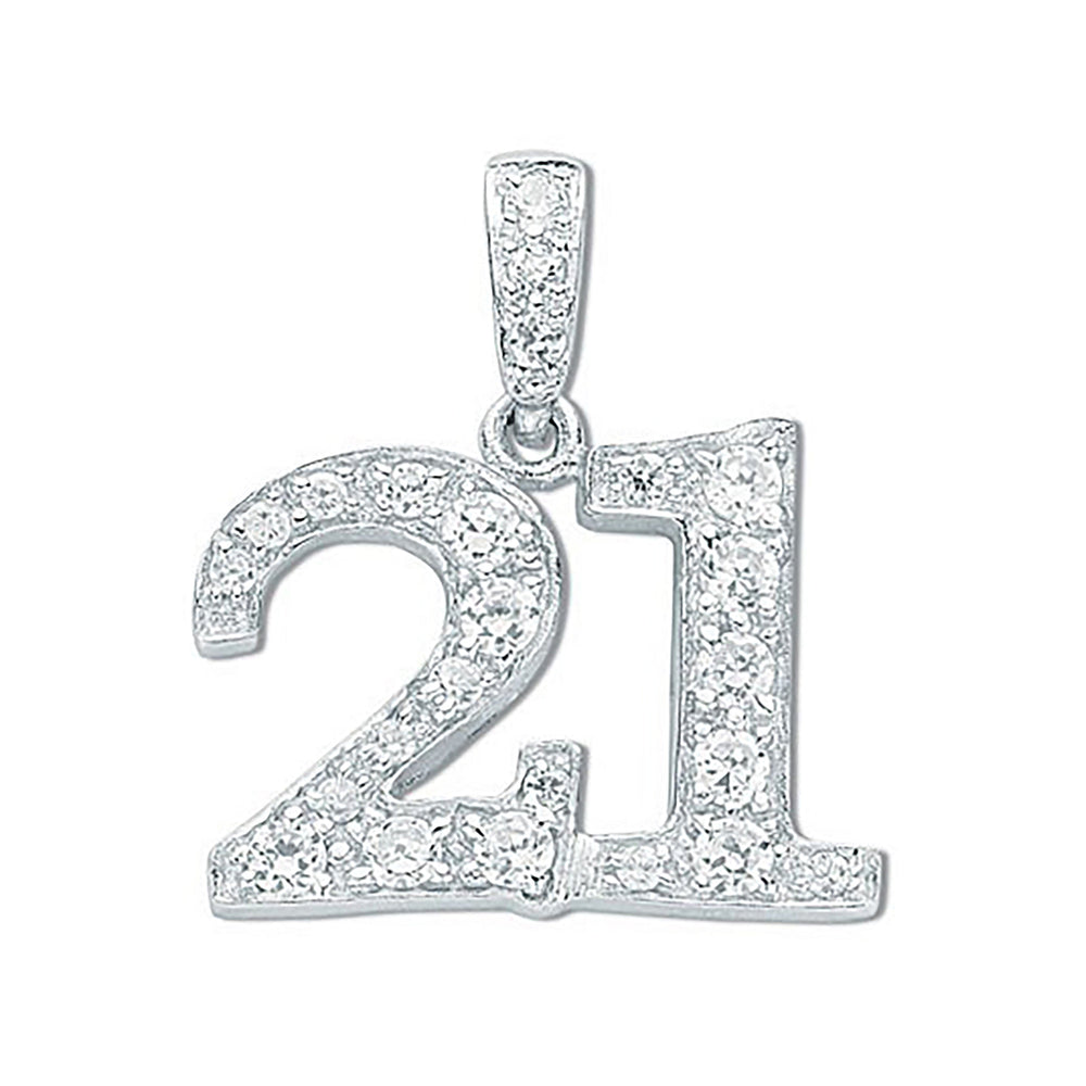 Silver Pave Set Cubic Zirconia 21 Drop Pendant
