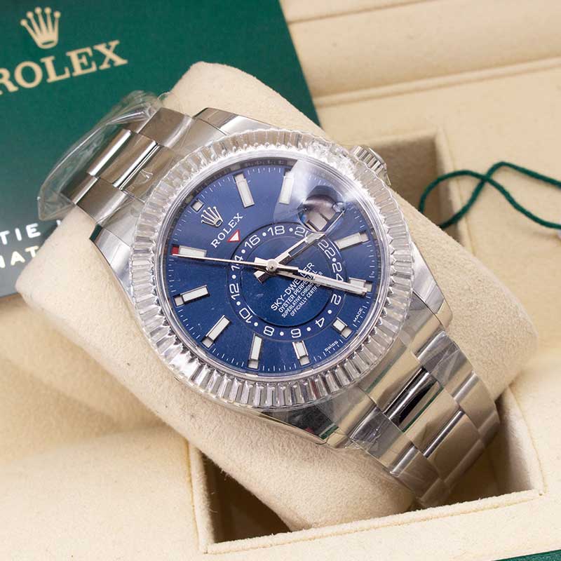 Rolex Sky-dweller Blue 326934 Oyster Bracelet Blue Dial Stainless Steel 2021 Unworn Condition Fluted Bezel 42 Mm Mechanical Watch - product image from Im...