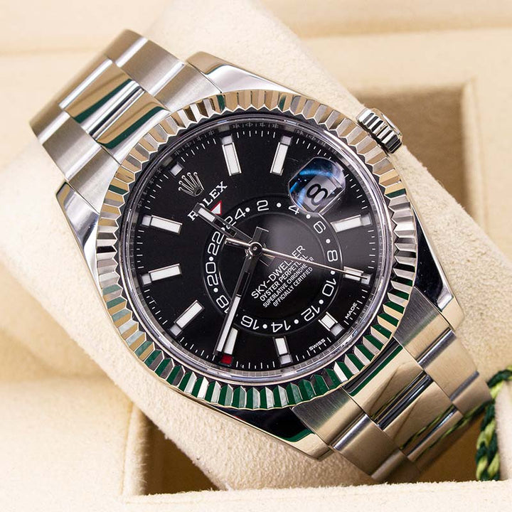 Rolex Sky-dweller Black 326934 Oyster Bracelet Black Dial Stainless Steel 2023 Immaculate Condition Fluted Bezel 42 Mm Mechanical - product image from Im...