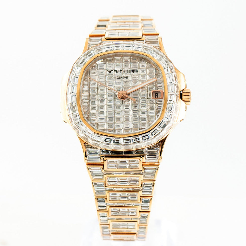 Patek Philippe Nautilus 5711-1R Diamond Baguette 18K Rose Gold Luxury Swiss Watch Certified Pre-Owned Kensington London Boutique - product image fr...