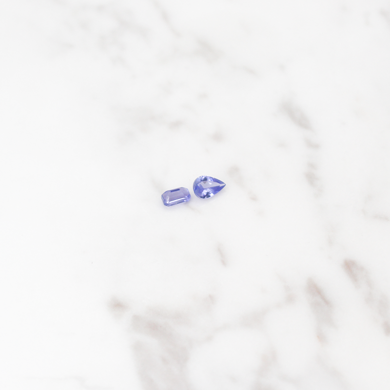 Tanzanite Small 2 Stone - 1CT - Pear and Rectangle Cut