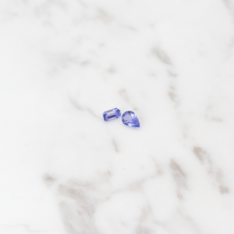 Tanzanite Small 2 Stone - 1CT - Pear and Rectangle Cut