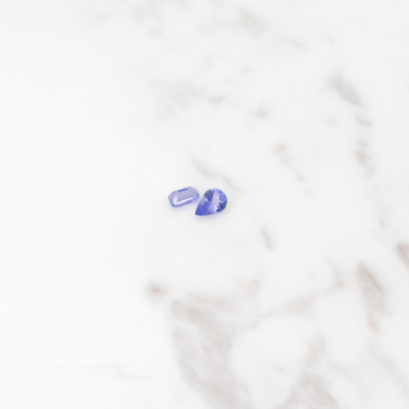 Tanzanite Small 2 Stone - 1CT - Pear and Rectangle Cut