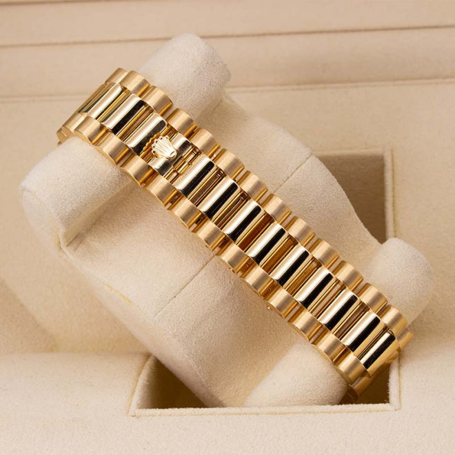 Rolex Day Date II 218348 Factory Diamond Bezel and Ruby Markers