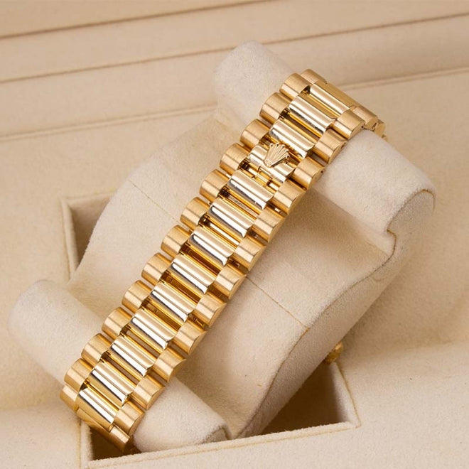 Rolex Day Date II 218348 Factory Diamond Bezel and Ruby Markers