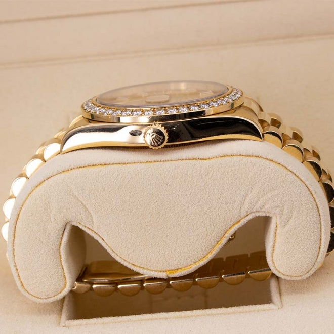 Rolex Day Date II 218348 Factory Diamond Bezel and Ruby Markers