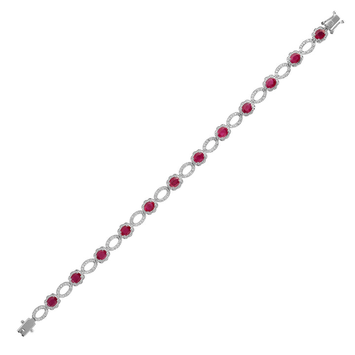 18ct White Gold Natural Diamond And Ruby Bracelet (18B028) – product view