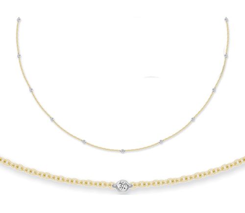 18kt Weiß- und Gelbgold Naturdiamantkette