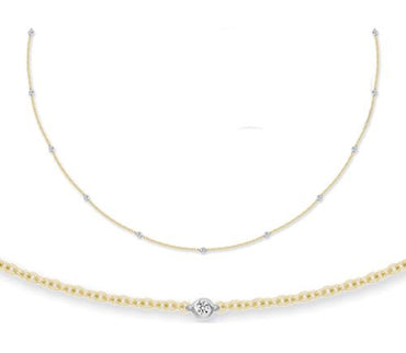 18kt Weiß- und Gelbgold Naturdiamantkette