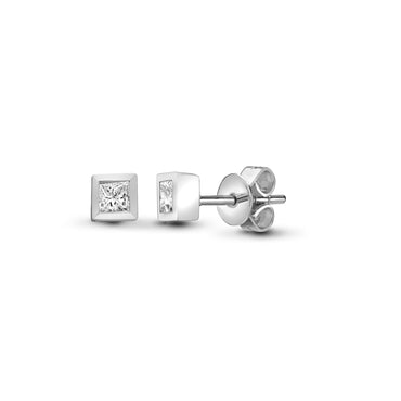 18ct White Gold 20pts Natural Diamond Earrings – side view