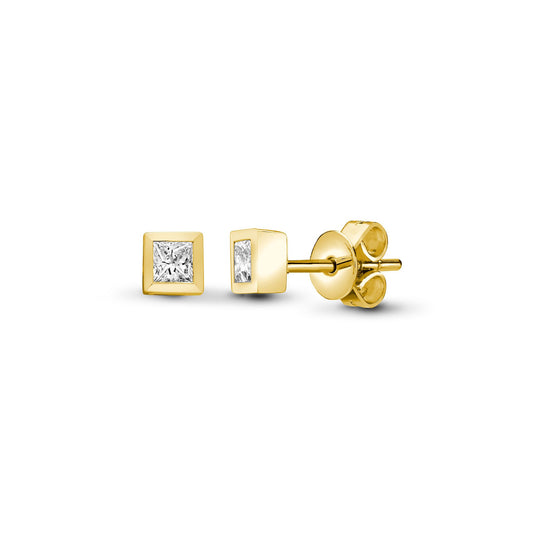 18ct Yellow Gold 10pts Natural Diamond Earrings – side view