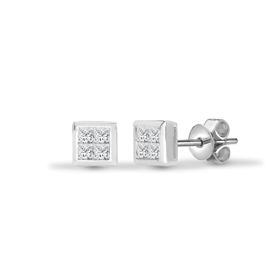 18ct White gold 50pt Natural Diamond stud earrings. (18E126) – product view