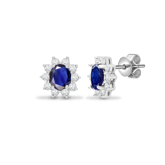 18ct White gold Natural Diamond 52pt sapphire 1.65ct stud earrings. (18E143) – product view