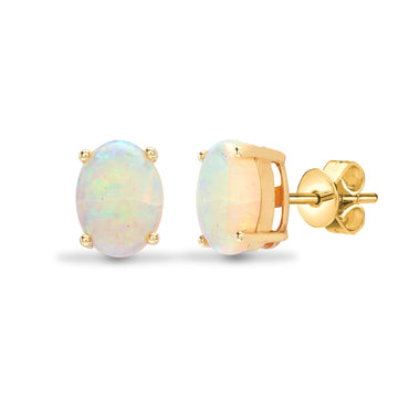 18ct yellow gold opal 1.63ct stud earrings. – side view