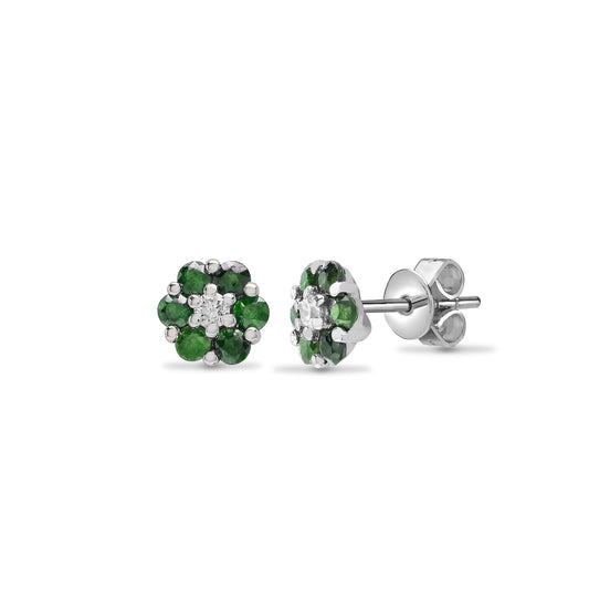Ohrstecker aus 18 Karat Weißgold mit 0,09 Karat Diamanten und 0,37 Karat Smaragden