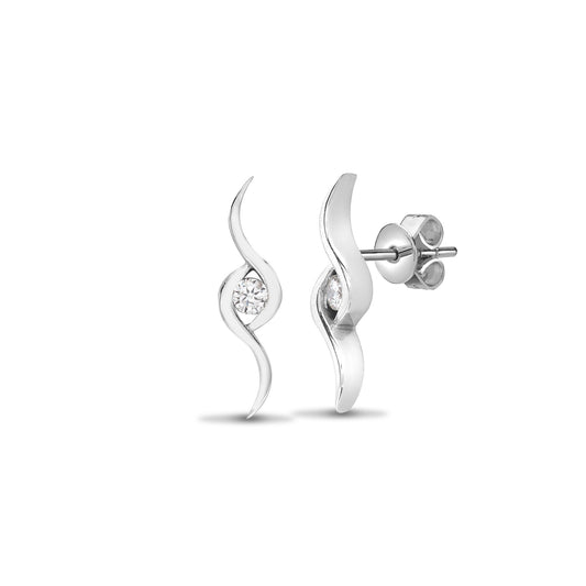 18ct White gold 12pt Natural Diamond drop stud earrings. (18E295) – product view