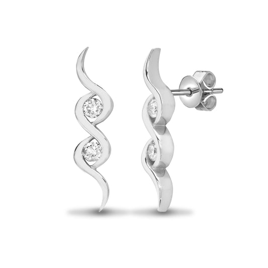 18ct White gold 25pt Natural Diamond drop stud earrings. (18E296) – product view