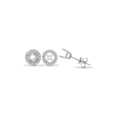 18 Karat Weiß 0,32 Karat natürliche Diamant-Ohrstecker-Manschetten - hält 0,25 Karat insgesamt