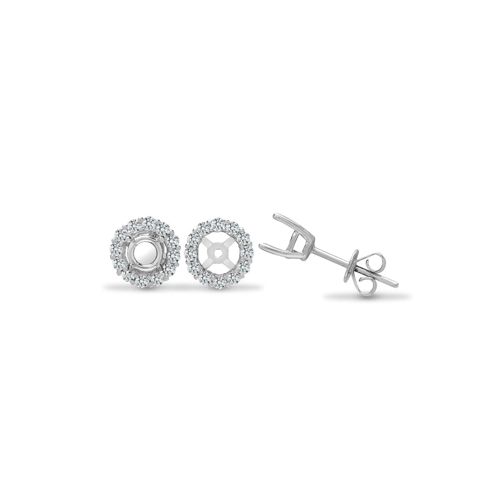 18 Karat Weiß 0,32 Karat natürliche Diamant-Ohrstecker-Manschetten - hält 0,25 Karat insgesamt