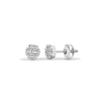 Ohrringe aus 18 Karat Weißgold mit 0,25 Karat natürlichen Diamanten, 7-Stein-Cluster