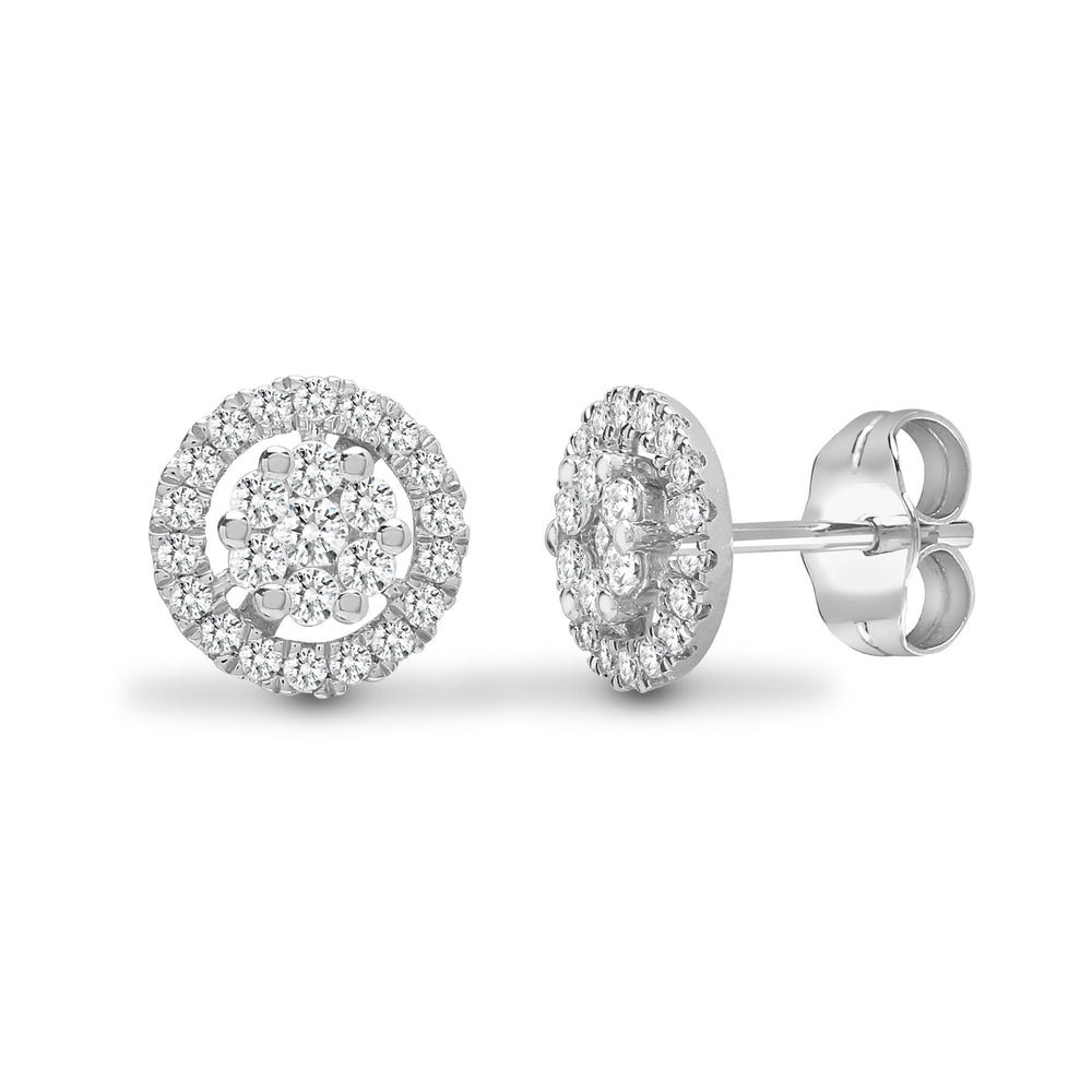 18ct White Gold 0.65ct Natural Diamond Cluster Earrings — JN 18E425