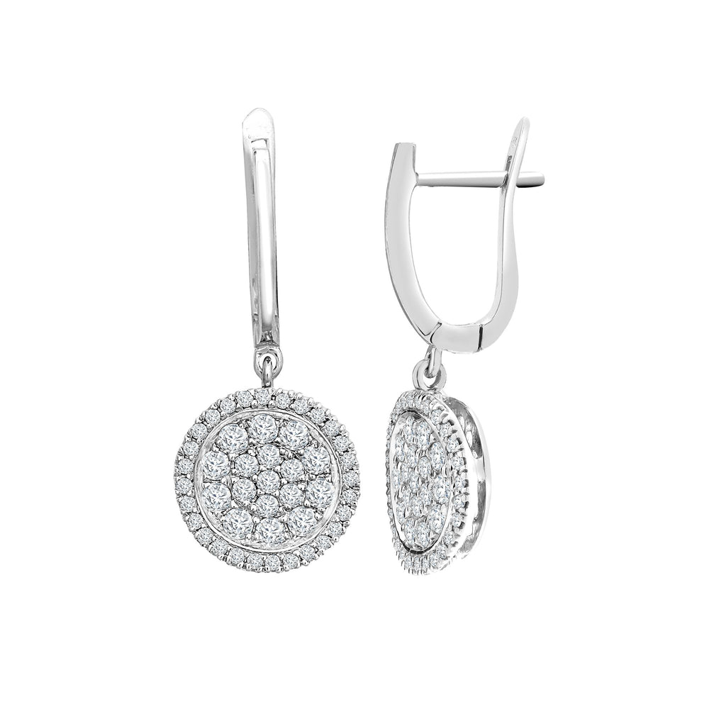 18ct White 1.10ct Natural Diamond Cluster Circle Earrings