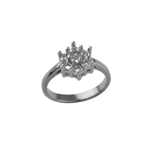 Montatura per anello con diamante naturale a grappolo a 7 pietre, in oro bianco 18 carati, 50 punti
