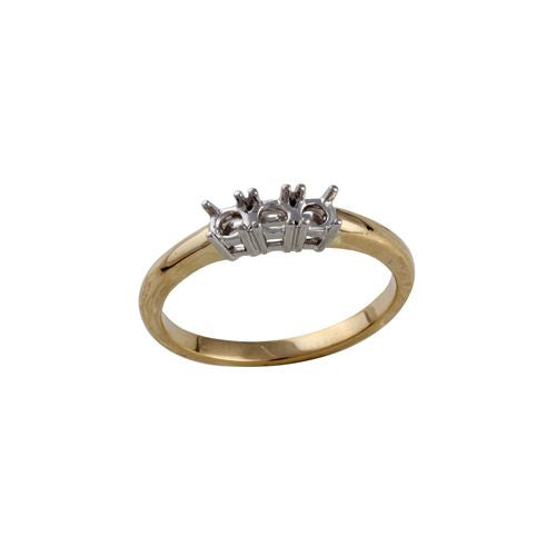 18ct Yellow and White 0.25ct Natural Diamond Claw Set Trilogy Ring Mount