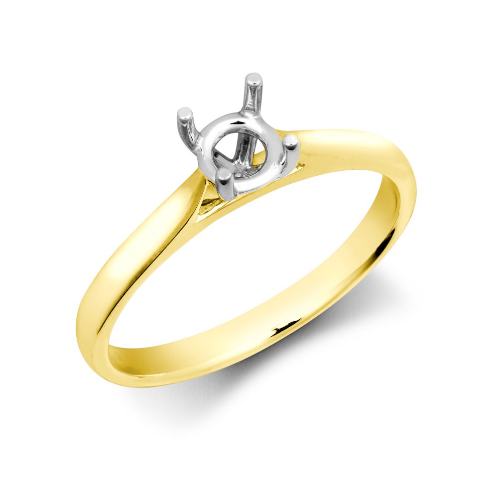 18ct Yellow Gold 25pts Solitaire Plain Wed-fit Ring Mount - Stock Size N – product view