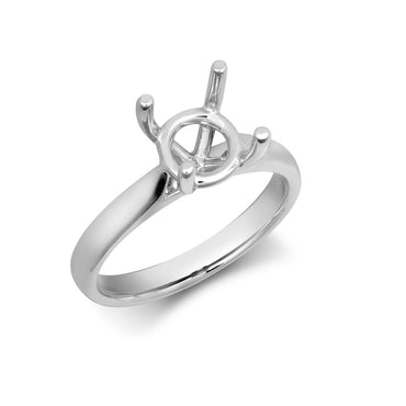 18ct White Gold 25pts Solitaire Plain Wed-fit Ring Mount - Stock Size N