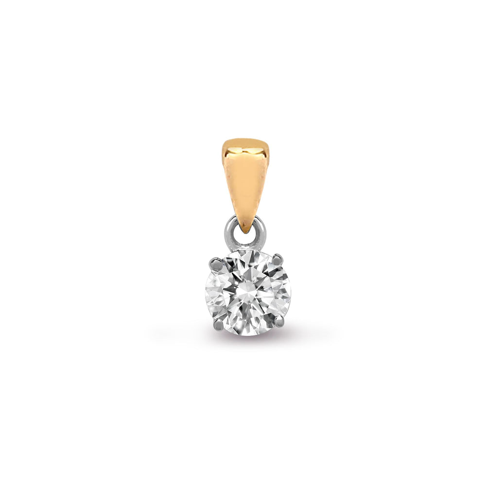 Ciondolo solitario in oro giallo 18ct con diamante naturale 10pt a 4 griffe