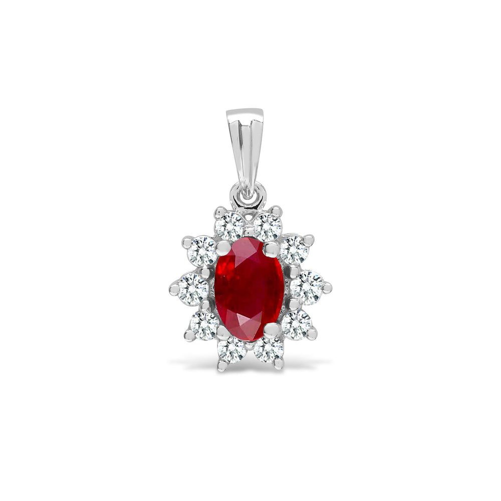 18ct White Gold Natural Diamond And Ruby Pendant (18P093) – product view