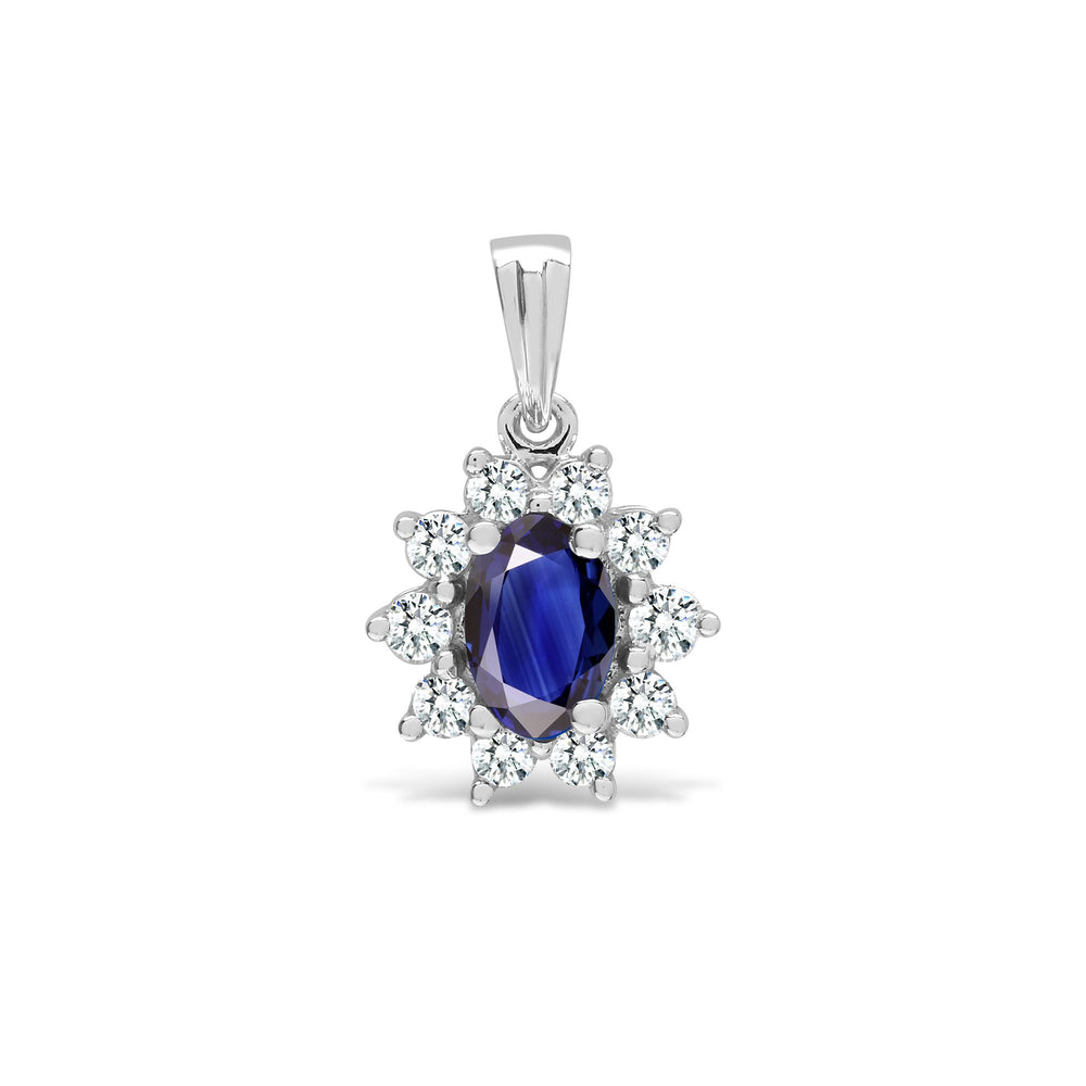 18ct White Gold Natural Diamond And Sapphire Pendant (18P094) – product view