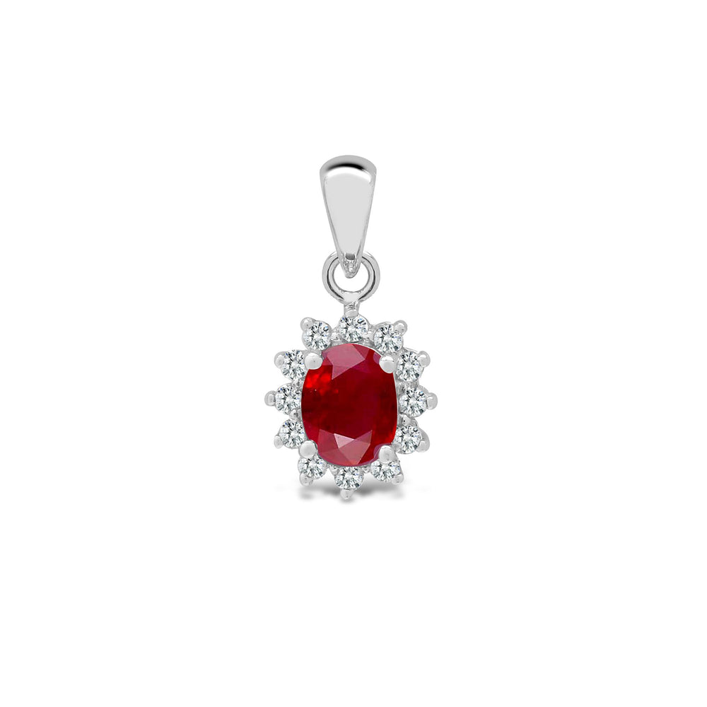 18ct White Gold Natural Diamond And Ruby Pendant (18P119) – product view