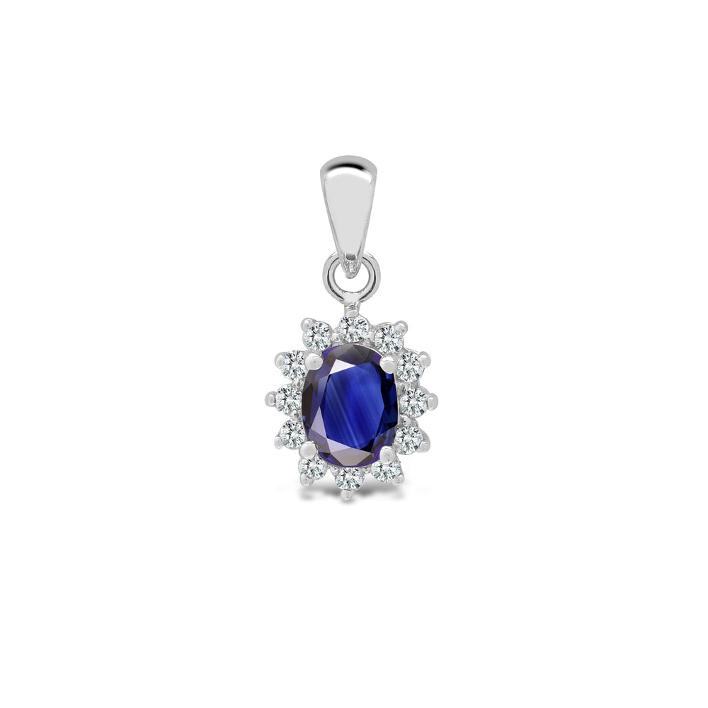 18ct White Gold Natural Diamond And Sapphire Pendant (18P120) – product view