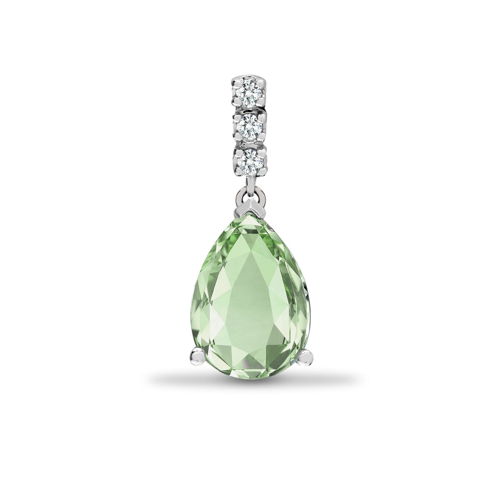 18ct White Gold Natural Diamond And Green Amethyst Pendant (18P183) – product view