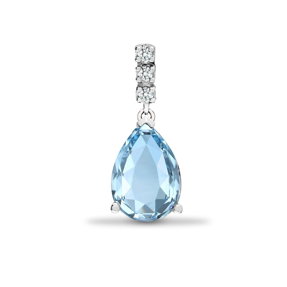 18ct White Gold Natural Diamond And Blue Topaz Pendant (18P184) – product view
