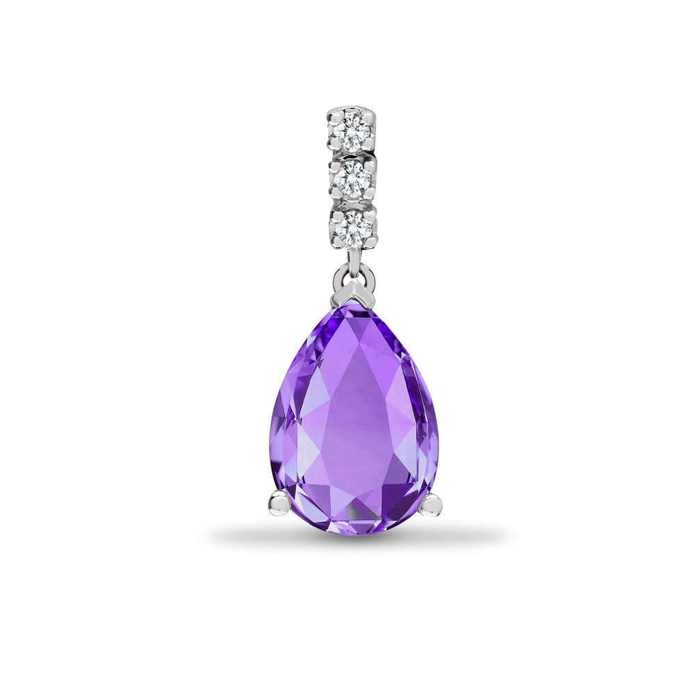 18ct White Gold Natural Diamond And Amethyst Pendant (18P185) – product view