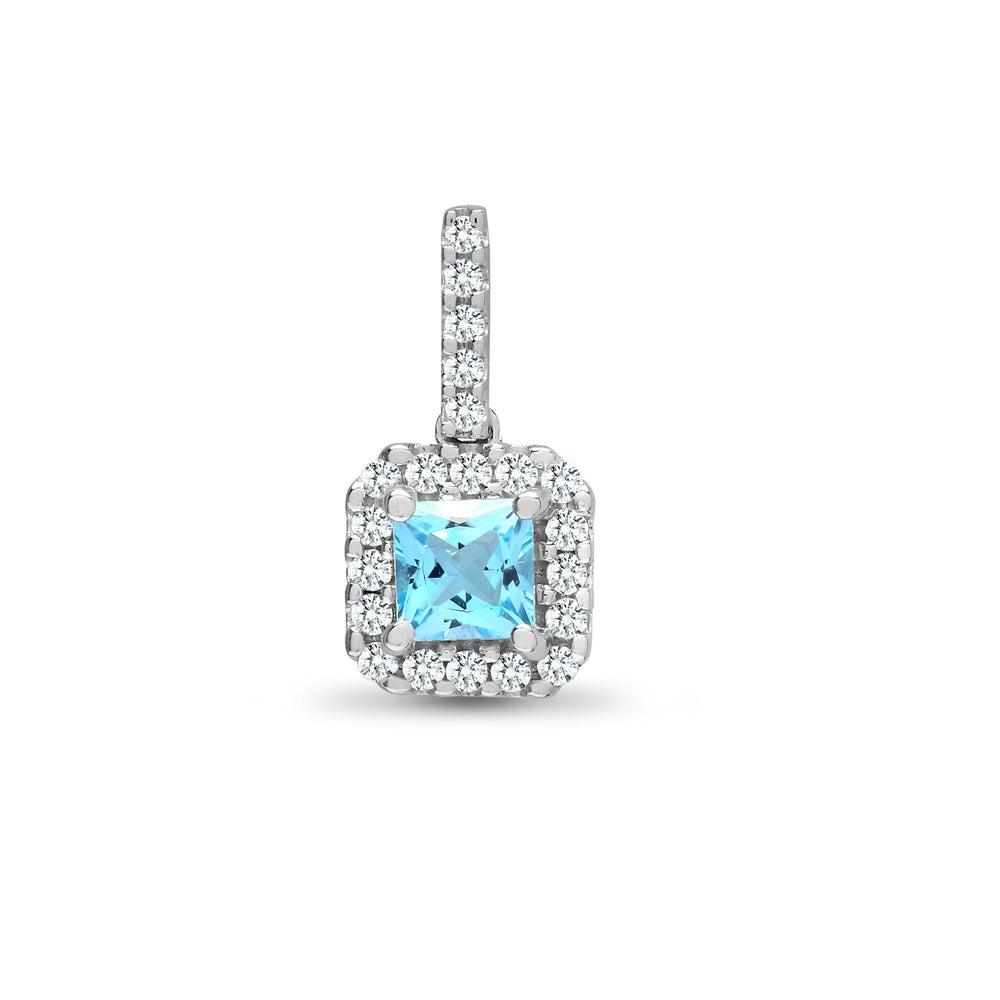 18ct White Gold Natural Diamond And Blue Topaz Pendant (18P212) – product view