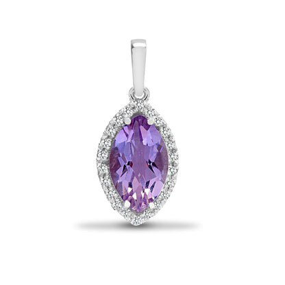 18ct White Gold Natural Diamond And Amethyst Pendant (18P215) – product view