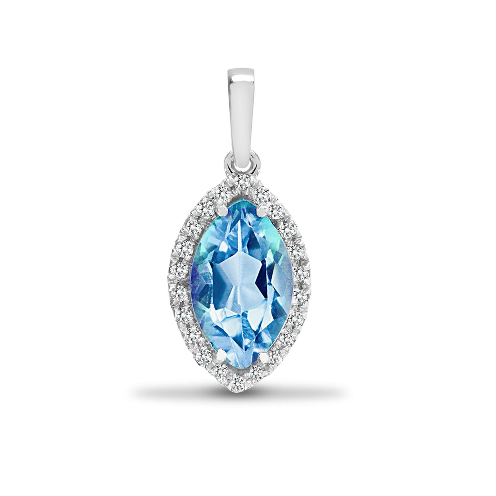 18ct White Gold Natural Diamond And Blue Topaz Pendant (18P216) – product view